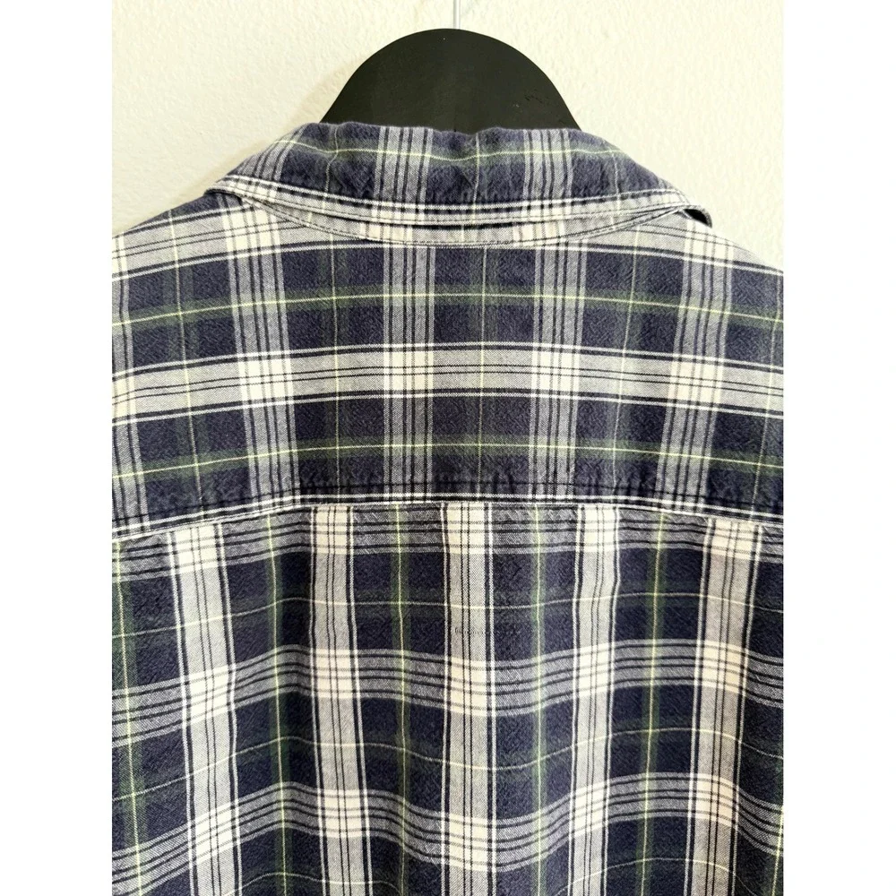 L.L. Bean Plaid Button Down Shirt Size XL Navy Blue Green